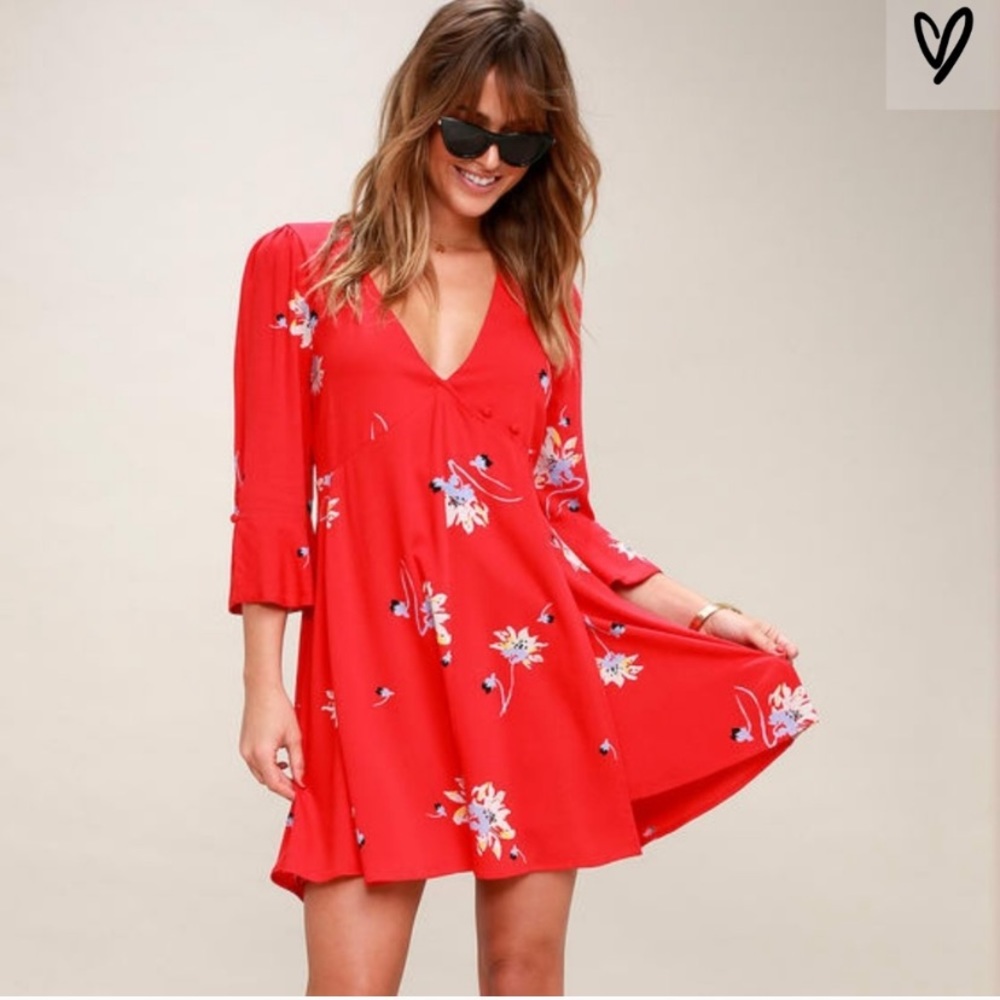 NWT FREE PEOPLE TIME ON MY SIDE FLORAL WRAP DRESS Sz S Boho Cottagecore Festival
